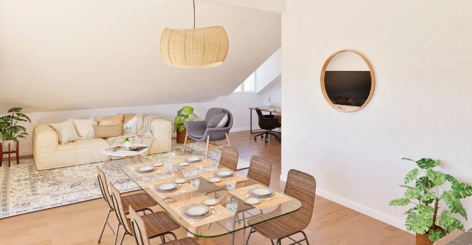 Superbe appartement mansardé neuf de 4½ dans les combles avec balcon et vue dégagée