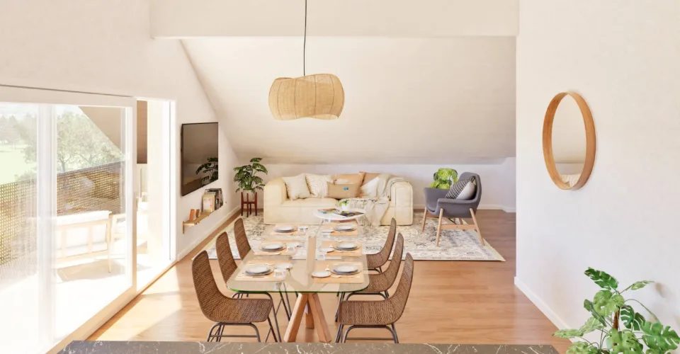 Superbe appartement mansardé neuf de 4½ dans les combles avec balcon et vue dégagée