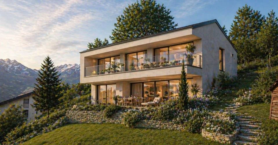 Terrain idyllique avec potentiel de construction et vue sur la montagn