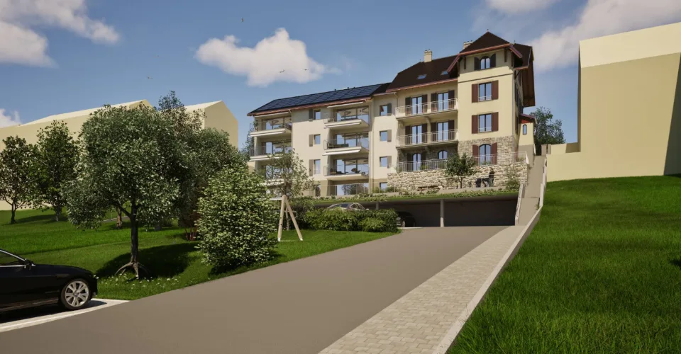 Superbe appartement neuf de 2½ pièces au rez supérieur avec grande terrasse