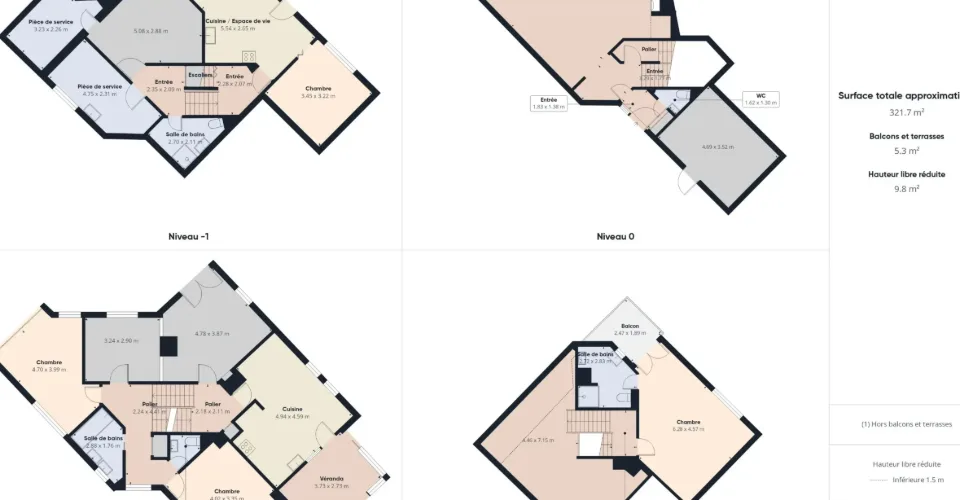 Maison familiale en demi-niveaux avec jardin arboré
