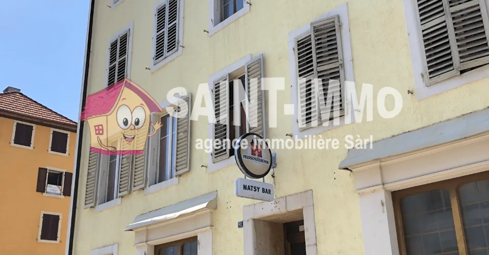 Immeuble locatif mixte de 6 appartements et bar/restaurant en plein centre de Saint-Imier