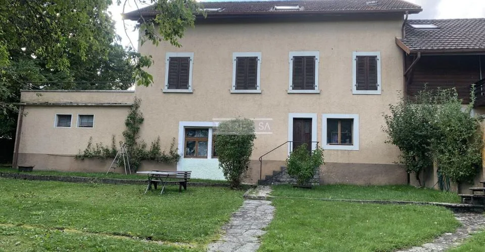Immeuble de rendement avec 3 appartements, bureau, garage-hangar et jardin