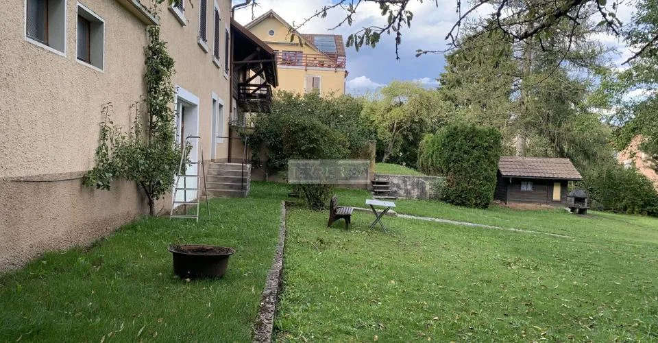 Immeuble de rendement avec 3 appartements, bureau, garage-hangar et jardin