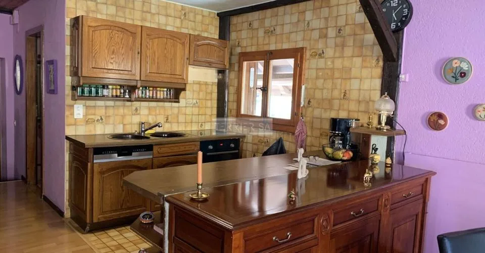 Immeuble de rendement avec 3 appartements, bureau, garage-hangar et jardin