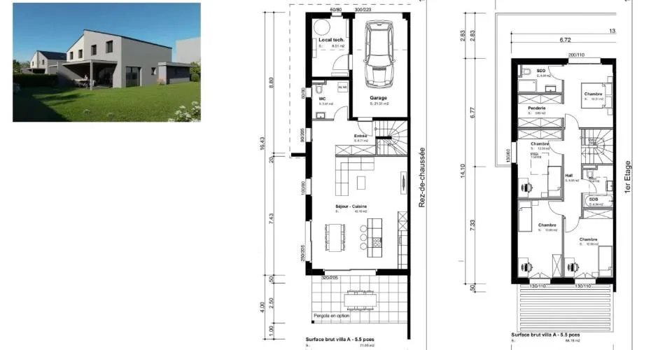 Dernière villa jumelée contemporaine de 5.5 pièces