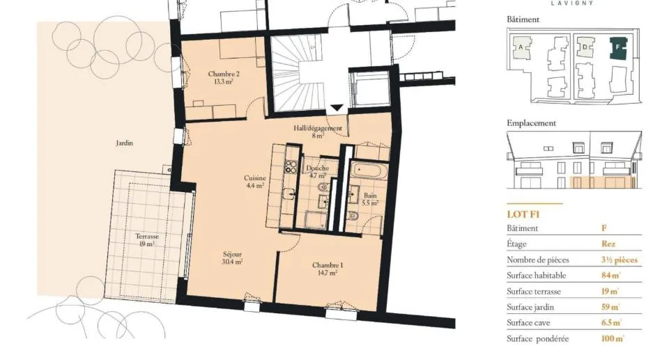 Appartement de 3.5 pièces avec terrasse et jardin – Foto 8 von 14