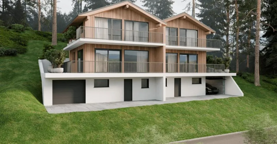 Chalet mitoyen contemporain sur plan  5,5 pièces à Euseigne (Hérémence)