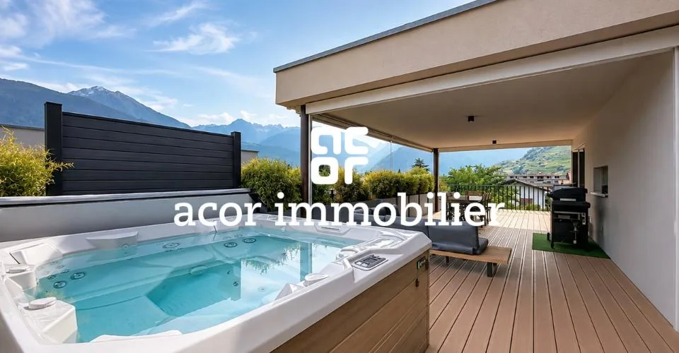Attika 3.5 Zimmer von Ausnahme in Fully mit XXL-Terrasse und Jacuzzi – Foto 2 von 7