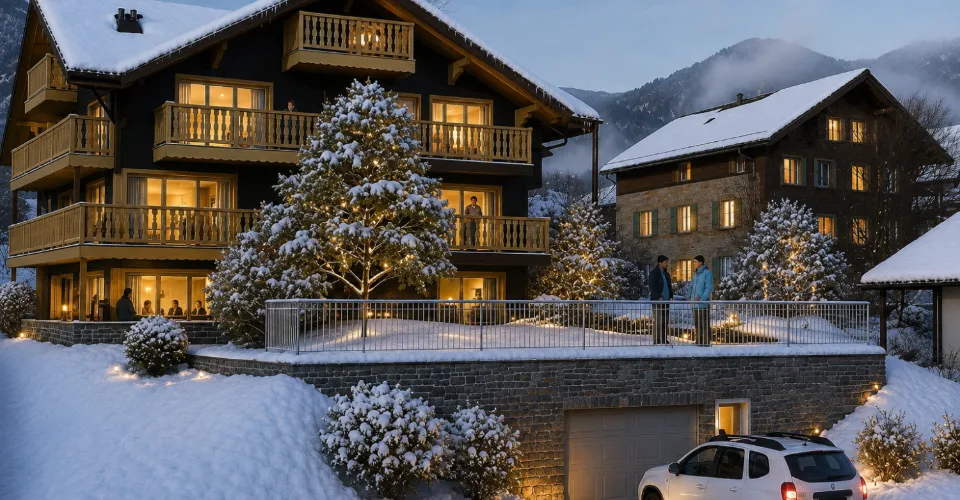 Chalet de charme, terrasse Sud 44 m² et vue alpine dégagée _ LOT 1 : Un 3.5 Pièces Rare – photo 2 sur 16