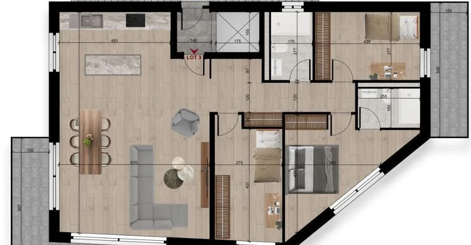A vendre sur plan, appartement contemporain au 1er étage – foto 5 di 5