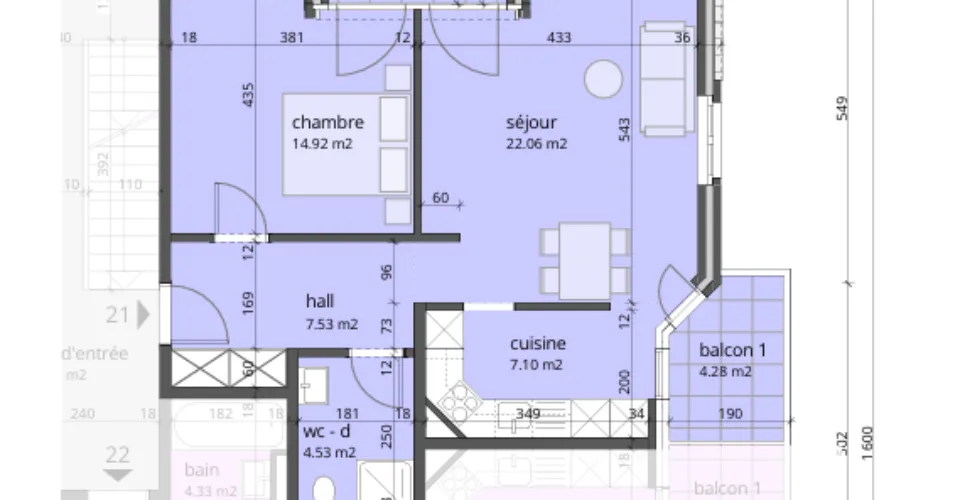 Appartement de 2.5 pièces sis au 1er étage