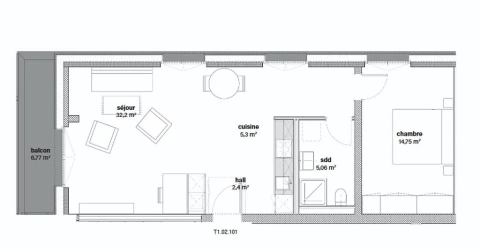 2.5 pièces de 60m2 dans le quartier Cour de Gare – photo 11 of 11