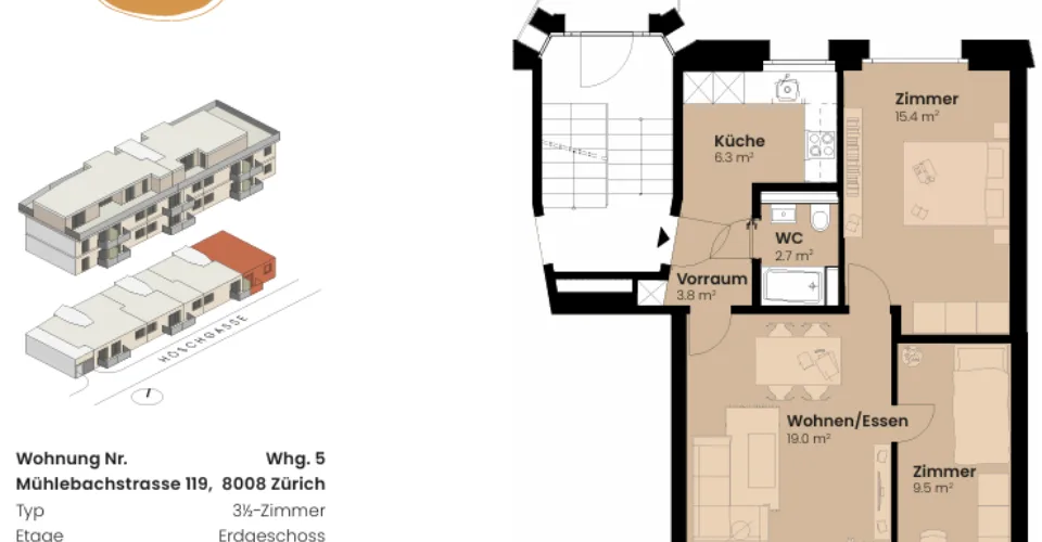 3.5-Zimmer-Wohnung mit Garten im Seefeld / Neubau / Zürich – Foto 16 von 17