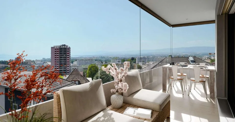 Attique 3.5 pces neuf de 93.9 m2 - Vue panoramique lac - Confrérie 46 à Prilly – Foto 2 von 9