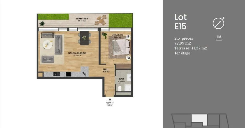 2 Zimmer Wohnung in Nyon – Foto 2 von 9