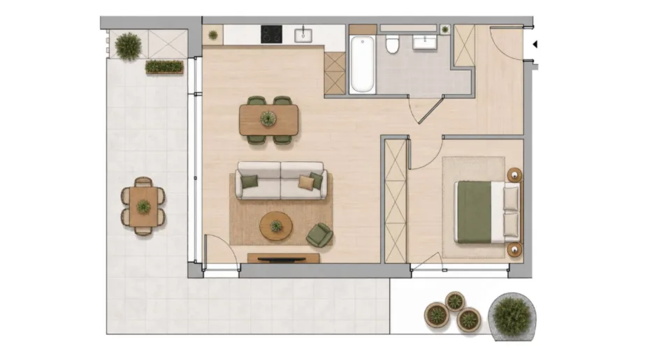 Schönes neues Apartment mit großem Garten und schöner Aussicht! – Foto 4 von 5