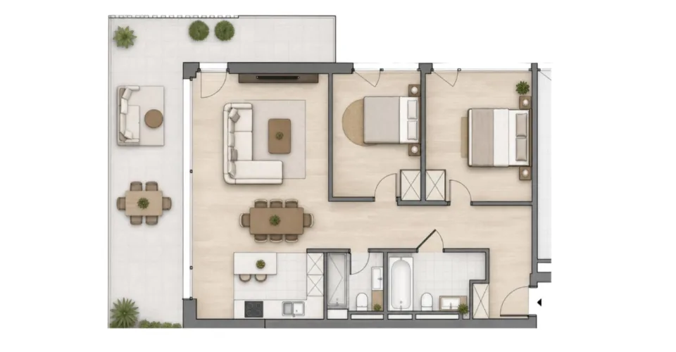 Prachtvolle neue Unterkunft mit großer Terrasse und atemberaubendem Blick! – Foto 5 von 6
