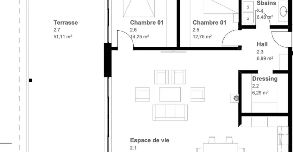 Fétigny, à vendre, attique de 3.5 pièces, 103 m2, terrasse de 51 m2 – photo 3 sur 4