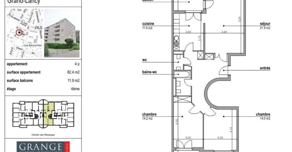 Appartement de 4 pièces avec balcons au Grand-Lancy – Foto 2 von 2