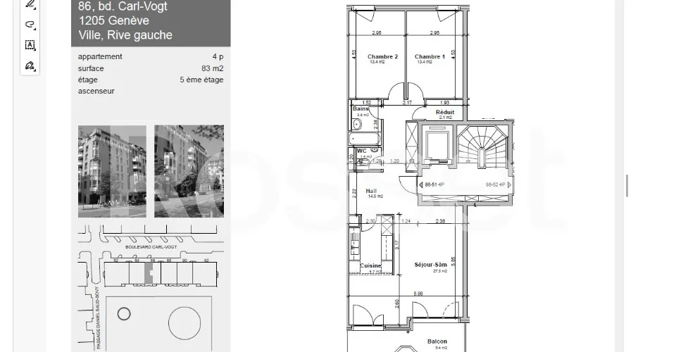 Appartement de 4 pièces au 5ème étage d'environ 83 m2 avec balcon. – Foto 2 von 2