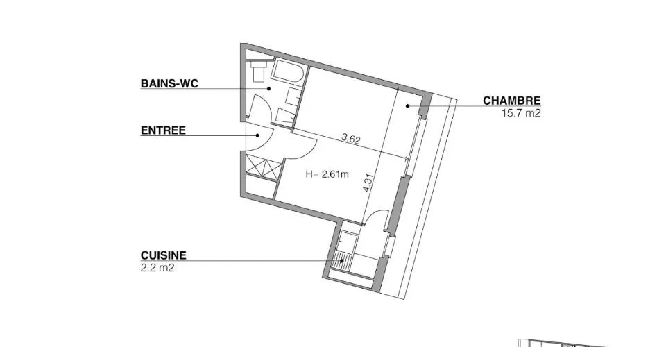 GENEVE - 5, rue Etienne-Dumont - 1 pièce & kitchenette - 23 m2 – Foto 8 von 8