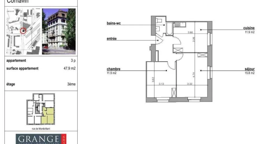 Appartement de 3 pièces à Montbrillant – Foto 2 von 2