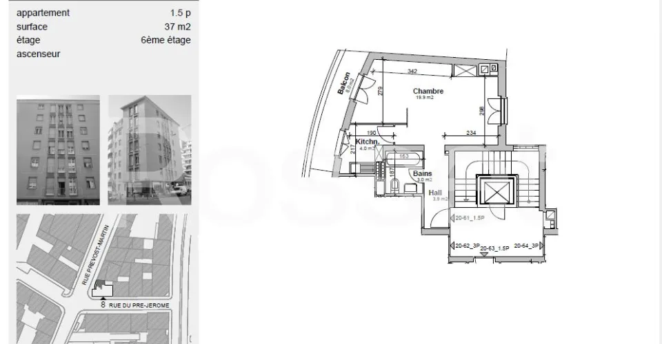 Studio au 6ème étage de 37m2 – Foto 2 von 2