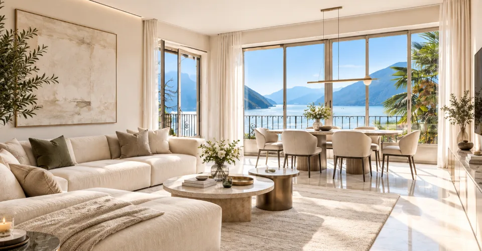 Bissone : terrain avec vue sur le lac et projet pour une résidence jumelée exclusive – Foto 6 von 12