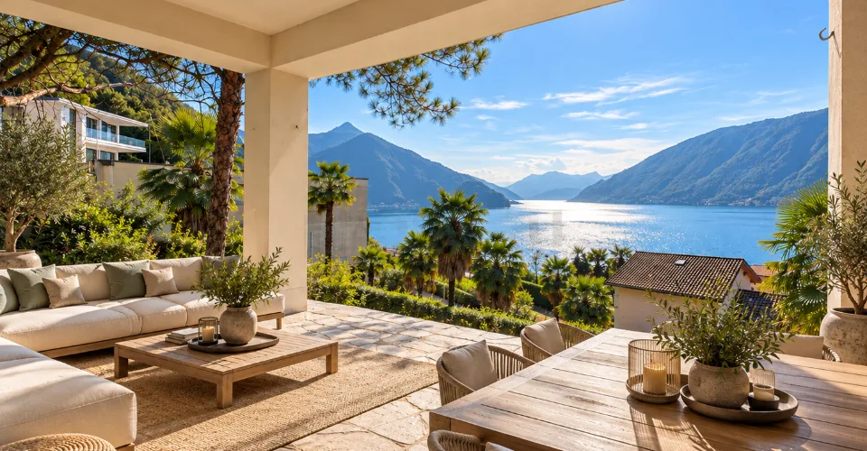 Bissone : terrain avec vue sur le lac et projet pour une résidence jumelée exclusive – Foto 9 von 12