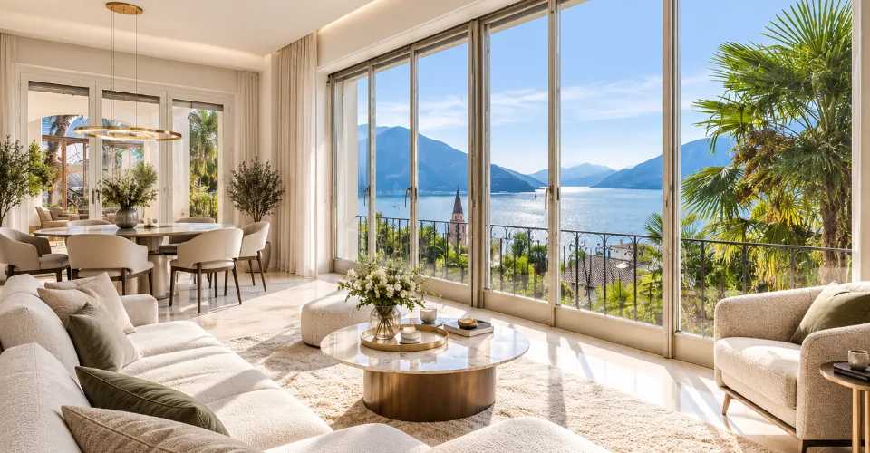 Bissone : terrain avec vue sur le lac et projet pour une résidence jumelée exclusive – Foto 7 von 12