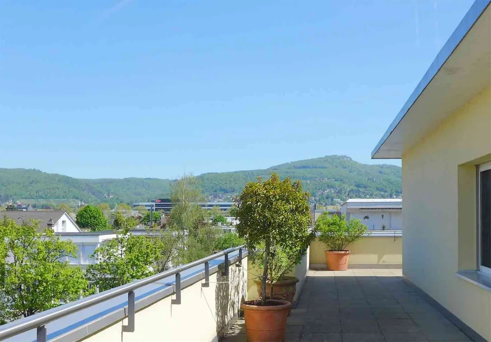 "helle Attikawohnung - grosse, dreiseitige Dachterrasse"
