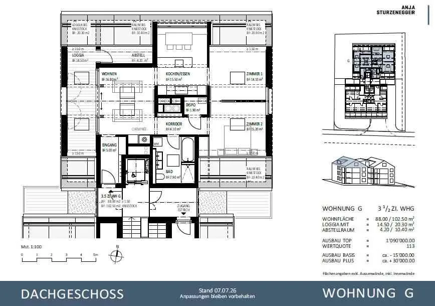 Moderne, helle 3.5-Zimmer Dachwohnung – photo 4 of 7
