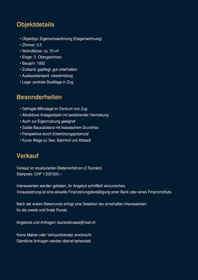 Attraktive 3.5-Zimmer-Eigentumswohnung an zentraler Lage in Zug