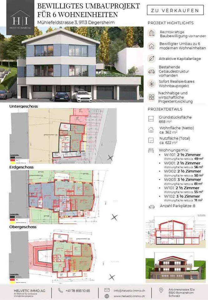 Bewilligtes Umbauprojekt für 6 Wohnungen in Degersheim