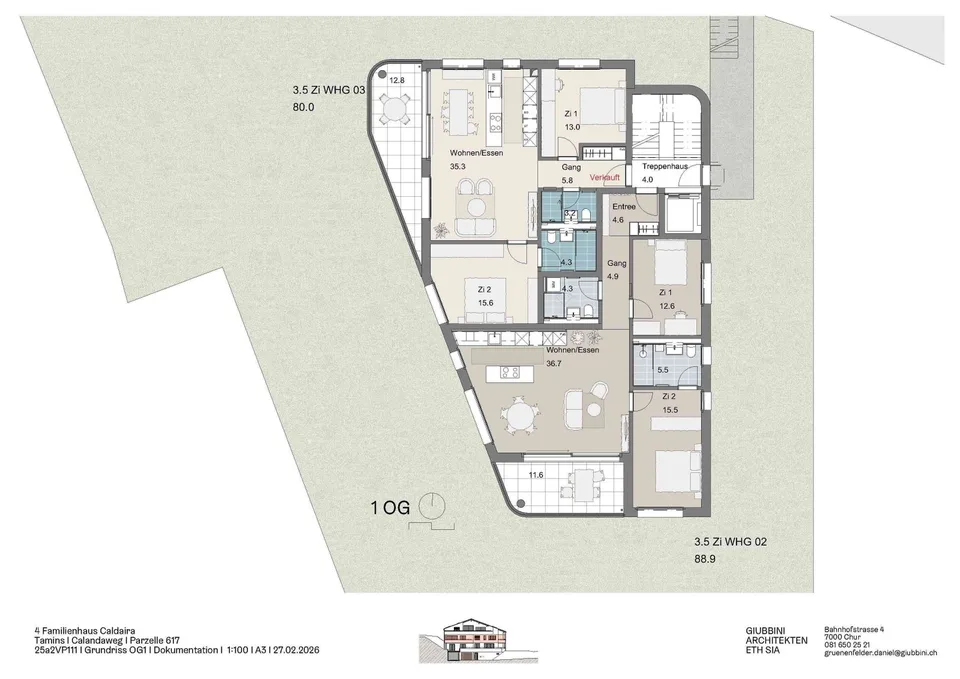 3.5 Zimmer Wohnung im 1.OG Süd-West