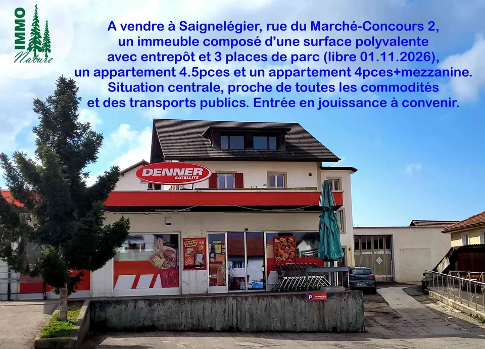 A vendre immeuble avec surface polyvalente et entrepôt, 2 appartements