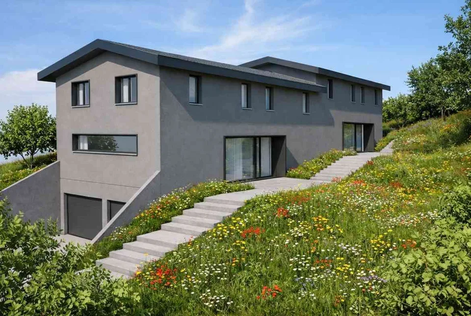 Delémont – maison mitoyenne neuve 4.5 pièces avec jardin, terrasse et