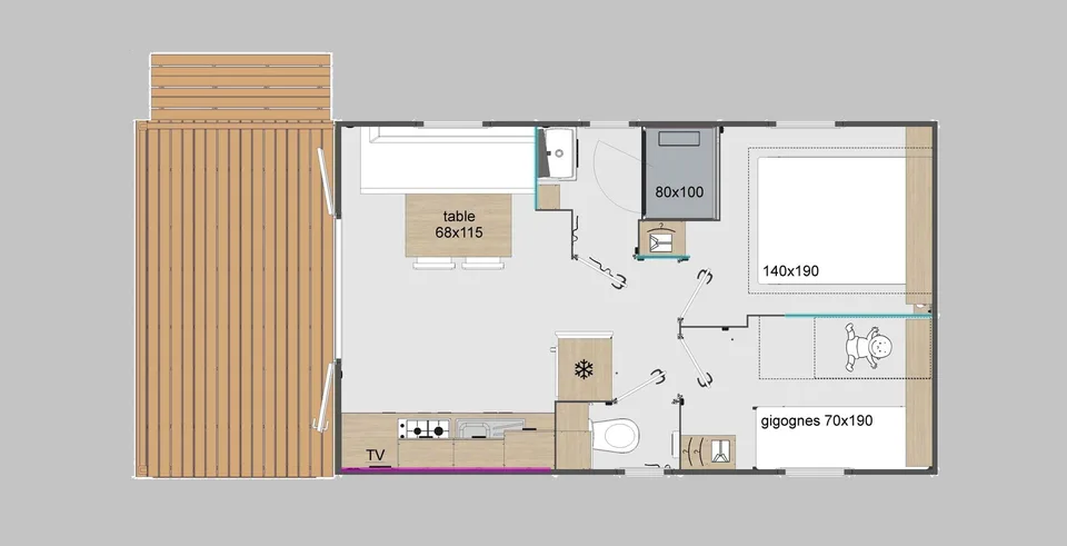 Neues Mobil-Home Lodge 75TP auf Camping-Parzelle in Raron/Wallis