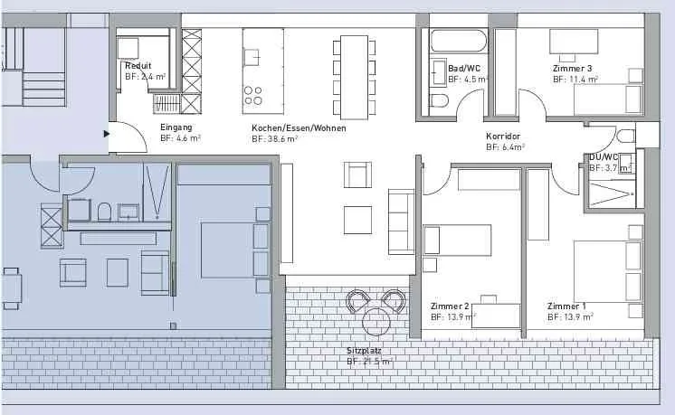 Helle 4.5 Zimmer Wohnung 2.OG in ruhiger Lage in Wetzikon/Kempten