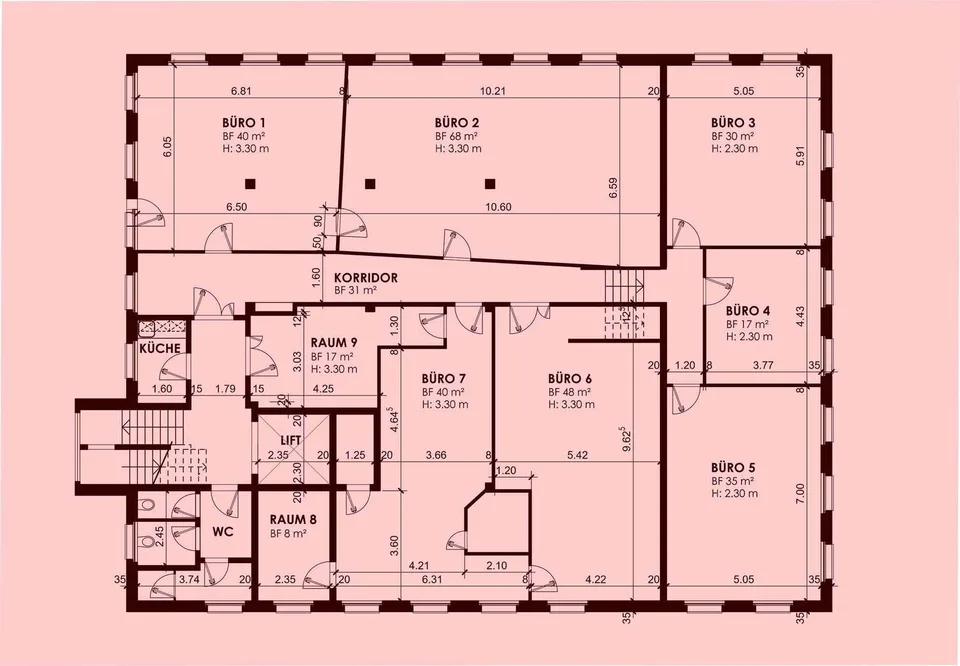 Raum 5 (35m2): Büro, Praxis, Atelier, Hobbyraum