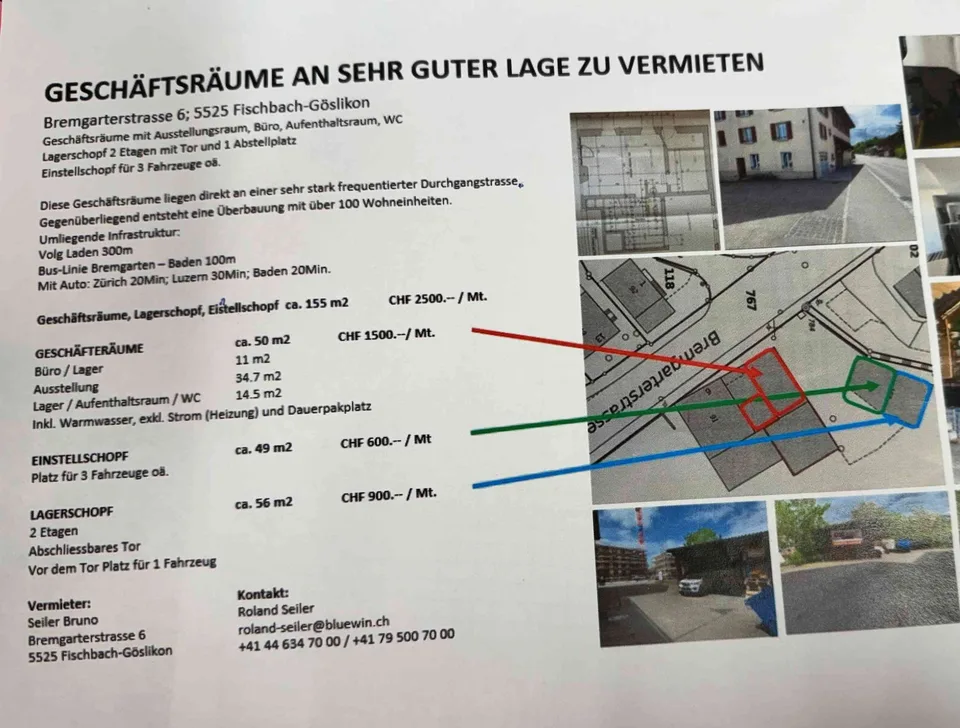 Geschäftsräume mit Ausstellungsraum Büro Aufenthaltsraum WC etc.