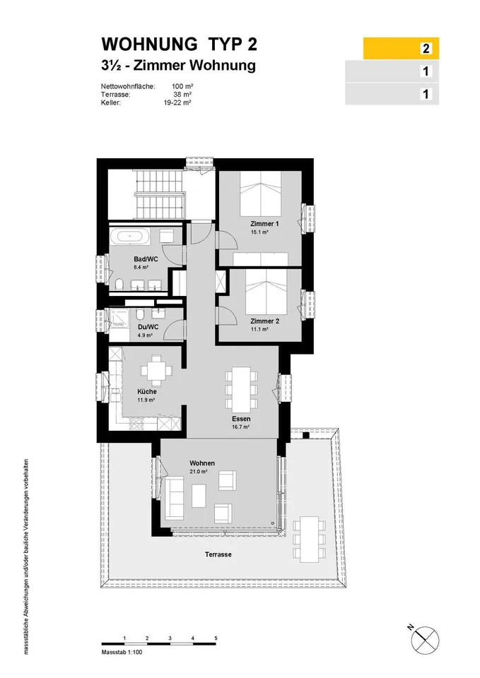 Moderne 3 1/2-Zimmer-Attikawohnung an zentraler Lage in Chur