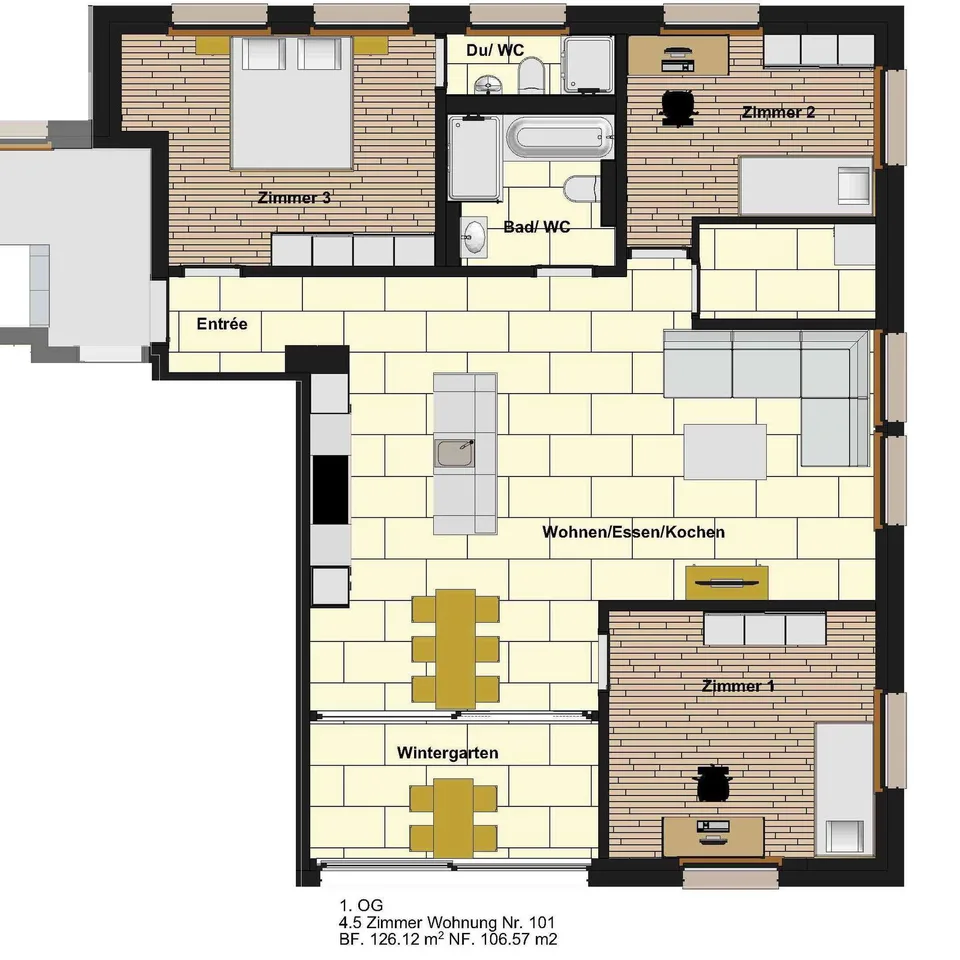 Erstvermietung: Moderne 4.5-Zimmer-Eckwohnung im 2. OG