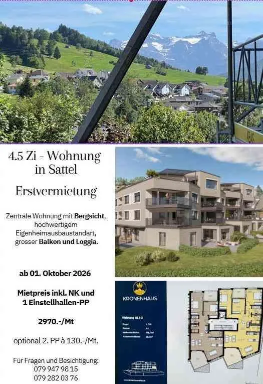 Moderne 4.5 Zimmer mit Blick in die Alpen. 1. OG / Erstbezug
