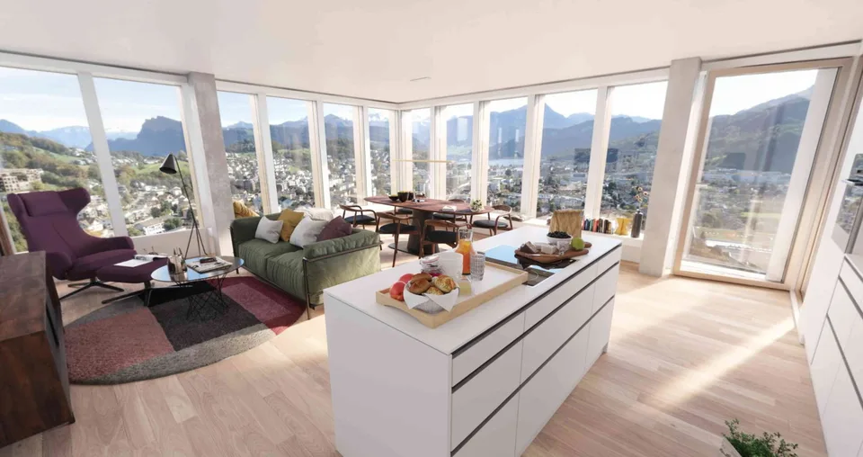 68 m² mit Seesicht 28. Stock Erstvermietung mit Einstellplatz