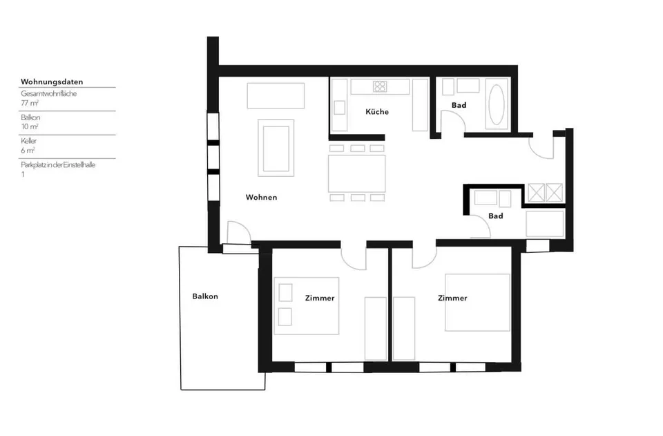 Stilvolle moderne 3 1/2 Zi Wohnung mit Balkon