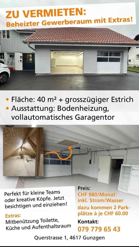 Beheizter Gewerberaum mit Extras