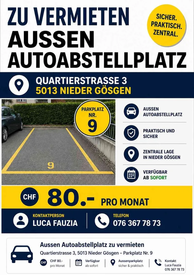 Zu vermieten - Autoabstellplatz