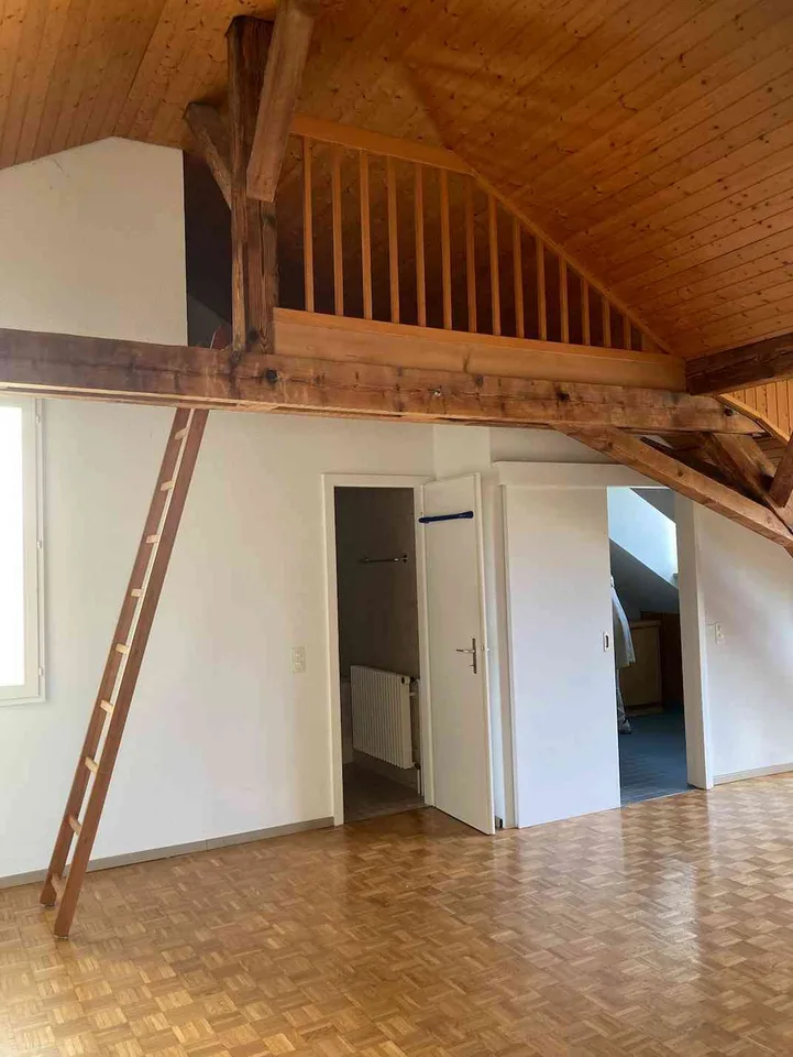 Tolle 3,5 Dachwohnung mit Balken, Mezzanine, Dachterrasse, ruhige Lage